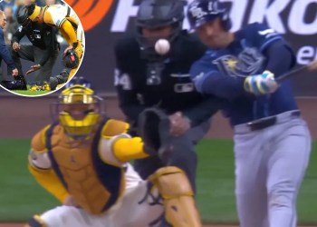 CB Bucknor exits game after being hit by foul ball CB Bucknor exits game after being hit by foul ball