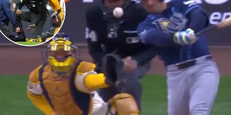 CB Bucknor exits game after being hit by foul ball CB Bucknor exits game after being hit by foul ball