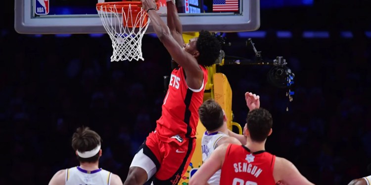 Thompson Scores 26 in Rockets’ 119-96 Victory Over Lakers Thompson Scores 26 in Rockets’ 119-96 Victory Over Lakers