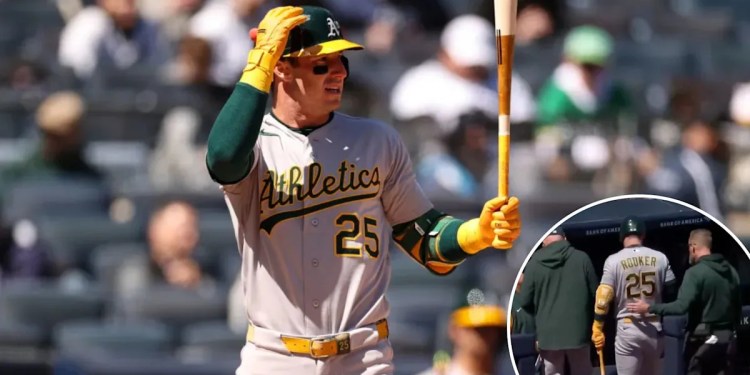 Brent Rooker Leaves Game Against Yankees During At-Bat Brent Rooker Leaves Game Against Yankees During At-Bat