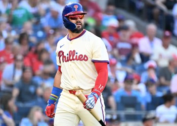 Schwarber Hits 438-Foot Home Run at Phillies Camp Schwarber Hits 438-Foot Home Run at Phillies Camp