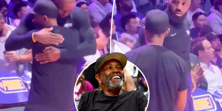 Denzel Washington and LeBron James meet before Lakers game Denzel Washington and LeBron James meet before Lakers game