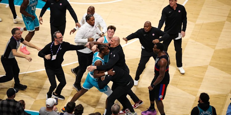 Fight Breaks Out in Pistons vs. Hornets Game
Four Players Ejected Fight Breaks Out in Pistons vs. Hornets Game
Four Players Ejected