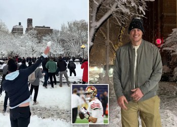 Mac Jones Joins Snowball Fight in Washington Square Park Mac Jones Joins Snowball Fight in Washington Square Park