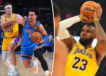 Lakers lose Game 1 to Thunder
Lakers’ offense falters in opening game against Thunder Lakers lose Game 1 to Thunder
Lakers’ offense falters in opening game against Thunder
