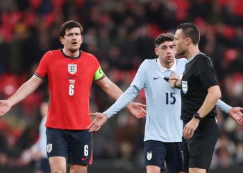 Referee issues two yellow cards to Ugarte in England draw Referee issues two yellow cards to Ugarte in England draw