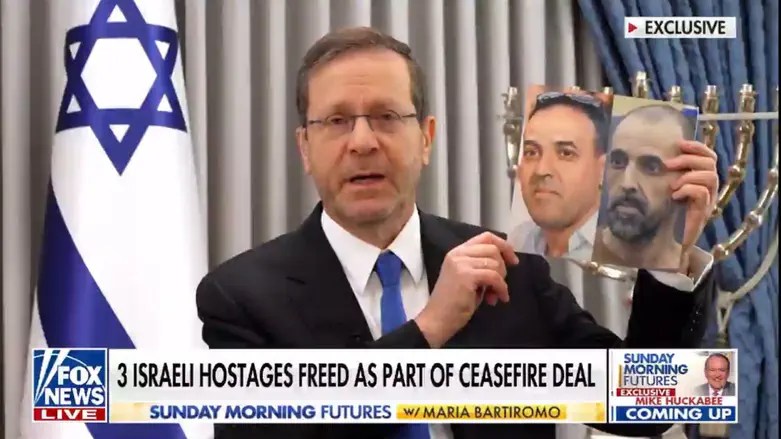 Pres. Herzog shows Fox News before and after photos of hostage Pres. Herzog shows Fox News before and after photos of hostage