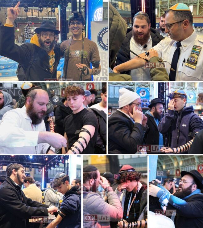 Record-Breaking Tefillin Wrap Unites Jewish Teens Worldwide Record-Breaking Tefillin Wrap Unites Jewish Teens Worldwide