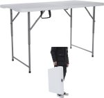 122CZ Folding Table 4-Foot Portable Small Table Semi Practical Table Small Indoor and Outdoor Adjustable Height with Handle Folding Table, Camping and Gathering 122CZ Folding Table 4-Foot Portable Small Table Semi Practical Table Small Indoor and Outdoor Adjustable Height with Handle Folding Table, Camping and Gathering