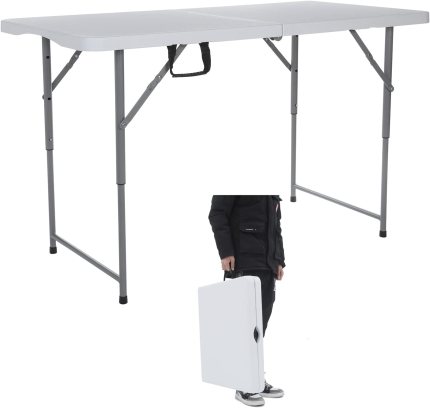 122CZ Folding Table 4-Foot Portable Small Table Semi Practical Table Small Indoor and Outdoor Adjustable Height with Handle Folding Table, Camping and Gathering 122CZ Folding Table 4-Foot Portable Small Table Semi Practical Table Small Indoor and Outdoor Adjustable Height with Handle Folding Table, Camping and Gathering