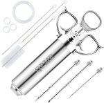 Meat Injector Syringe Kit, 2-oz Large Capacity Marinade Turkey Injector with 3pcs Stainless Steel Marinade Injector Needles for BBQ Grill Smoker & Turkey & Brisket Meat Injector Syringe Kit, 2-oz Large Capacity Marinade Turkey Injector with 3pcs Stainless Steel Marinade Injector Needles for BBQ Grill Smoker & Turkey & Brisket