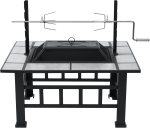 Fire Pit Table for Outside 37 Inch Square Firepits with Grill Large Wood Burning Heavy Duty Steel BBQ Bonfire Pit Outdoor Cooking with Spark Screen Log Grate Poker for Backyard Garden Camping Fire Pit Table for Outside 37 Inch Square Firepits with Grill Large Wood Burning Heavy Duty Steel BBQ Bonfire Pit Outdoor Cooking with Spark Screen Log Grate Poker for Backyard Garden Camping