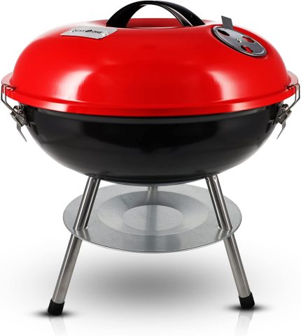 Gas One – 14-inch Portable Barbecue Grill with 3-Point Locking Lid for Heat Preservation – Dual Venting System – Small Charcoal Grill for Backyard, Camping, Boat Gas One – 14-inch Portable Barbecue Grill with 3-Point Locking Lid for Heat Preservation – Dual Venting System – Small Charcoal Grill for Backyard, Camping, Boat