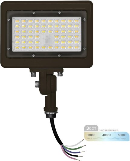 NUWATT 50W LED Flood Light, 3CCT 3000K/4000K/5000K Selectable, IP65 Waterproof Lighting, Adjustable Knuckle Mount, 7050LM, 0-10V Dimmable, 120-277V, Outdoor Security Floodlight for Yard, Bronze, UL NUWATT 50W LED Flood Light, 3CCT 3000K/4000K/5000K Selectable, IP65 Waterproof Lighting, Adjustable Knuckle Mount, 7050LM, 0-10V Dimmable, 120-277V, Outdoor Security Floodlight for Yard, Bronze, UL