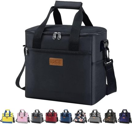 Iknoe Large Cooler Bag Collapsible 24 Can Insulated Bags Leakproof Lunch Cooler Tote with Multi-Pockets for Adult Insulated Thermal Bag for Beach, Picnic, Office Work (New Black) Iknoe Large Cooler Bag Collapsible 24 Can Insulated Bags Leakproof Lunch Cooler Tote with Multi-Pockets for Adult Insulated Thermal Bag for Beach, Picnic, Office Work (New Black)