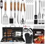 BBQ Grill Accessories Set, 38Pcs Stainless Steel Grill Tools Grilling Accessories with Aluminum Case, Thermometer, Grill Mats for Camping/Backyard Barbecue, Grill Set for Men Women BBQ Grill Accessories Set, 38Pcs Stainless Steel Grill Tools Grilling Accessories with Aluminum Case, Thermometer, Grill Mats for Camping/Backyard Barbecue, Grill Set for Men Women