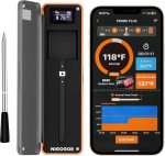 Smart Wireless Meat Thermometer with Thinnest Probe, Bluetooth Food Thermometer, Remote Tracking and Real-Time Readings from Apps, for iOS and Android, for BBQ, Grill, Smoker Smart Wireless Meat Thermometer with Thinnest Probe, Bluetooth Food Thermometer, Remote Tracking and Real-Time Readings from Apps, for iOS and Android, for BBQ, Grill, Smoker