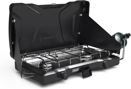 Coleman Triton 2-Burner Propane Stove, Portable Camping Cooktop with 2 Adjustable Burners & Wind Guards, 22,000 BTUs of Power Coleman Triton 2-Burner Propane Stove, Portable Camping Cooktop with 2 Adjustable Burners & Wind Guards, 22,000 BTUs of Power