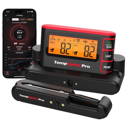 TempSpike Pro Wireless Meat Thermometer, WiFi Bluetooth Meat Thermometer with Detachable Meat Probes, 1050°F Heat Resistance, Food Cooking Thermometer for Grilling BBQ Oven Fryer Smoker TempSpike Pro Wireless Meat Thermometer, WiFi Bluetooth Meat Thermometer with Detachable Meat Probes, 1050°F Heat Resistance, Food Cooking Thermometer for Grilling BBQ Oven Fryer Smoker