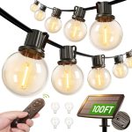 addlon 100FT Solar String Lights Outdoor with Remote, 54 LED Shatterproof Bulbs, Dimmable & Timable, 3 Light Modes, G40 Waterproof Solar String Lights for Outside Backyard Party Decor addlon 100FT Solar String Lights Outdoor with Remote, 54 LED Shatterproof Bulbs, Dimmable & Timable, 3 Light Modes, G40 Waterproof Solar String Lights for Outside Backyard Party Decor