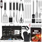 BBQ Grill Accessories Set, 38Pcs Stainless Steel Grill Tools Grilling Accessories with Aluminum Case, Thermometer, Grill Mats for Camping/Backyard Barbecue, Grill Utensils Set for Men Women BBQ Grill Accessories Set, 38Pcs Stainless Steel Grill Tools Grilling Accessories with Aluminum Case, Thermometer, Grill Mats for Camping/Backyard Barbecue, Grill Utensils Set for Men Women