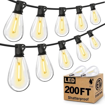 Tenmiro 200FT Outdoor String Lights, Ultra Long LED Patio Lights with Shatterproof High Brightness S11 Edison Bulbs, Outside Hanging Light Waterproof for Backyard Deck Porch Party Decor 2700K Tenmiro 200FT Outdoor String Lights, Ultra Long LED Patio Lights with Shatterproof High Brightness S11 Edison Bulbs, Outside Hanging Light Waterproof for Backyard Deck Porch Party Decor 2700K