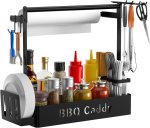 Grill Caddy, BBQ Caddy with Paper Towel Holder for Plate Cutlery, Flatware Caddy Picnic Condiment Caddy with 4 Hooks, Grill Utensil Caddy for Outdoor Barbecue Accessories Organizer Grill Caddy, BBQ Caddy with Paper Towel Holder for Plate Cutlery, Flatware Caddy Picnic Condiment Caddy with 4 Hooks, Grill Utensil Caddy for Outdoor Barbecue Accessories Organizer