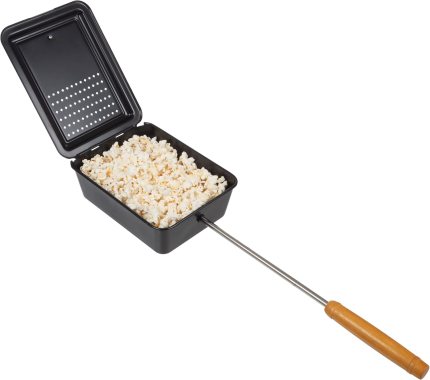 Campfire Popcorn Popper – Old Fashioned Popcorn Maker with Nonstick Finish and Extended Handle – Camping Gear and Campfire Cooking Equipment by Great Northern Popcorn (Black) Campfire Popcorn Popper – Old Fashioned Popcorn Maker with Nonstick Finish and Extended Handle – Camping Gear and Campfire Cooking Equipment by Great Northern Popcorn (Black)