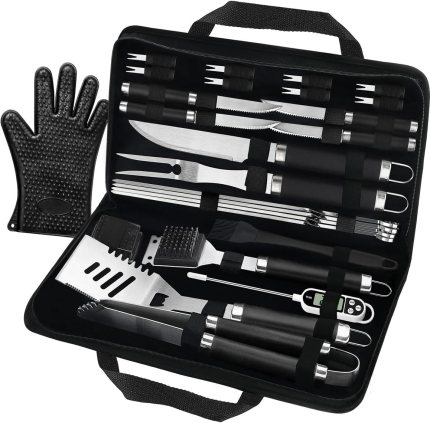 POLIGO 26PCS BBQ Accessories for Outdoor Grill Utensils Set Stainless Steel BBQ Tools Grilling Tools Set for Birthday Fathers Day Dads Presents, Barbecue Accessories Ideal Grilling Gifts for Men Women POLIGO 26PCS BBQ Accessories for Outdoor Grill Utensils Set Stainless Steel BBQ Tools Grilling Tools Set for Birthday Fathers Day Dads Presents, Barbecue Accessories Ideal Grilling Gifts for Men Women