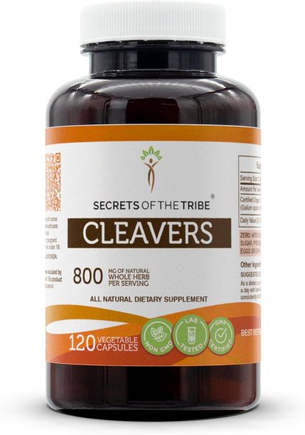 Secrets of the Tribe Cleavers 120 Capsules, 800 mg, Cleavers (Galium aparine) Dried herb (120 Capsules) Secrets of the Tribe Cleavers 120 Capsules, 800 mg, Cleavers (Galium aparine) Dried herb (120 Capsules)