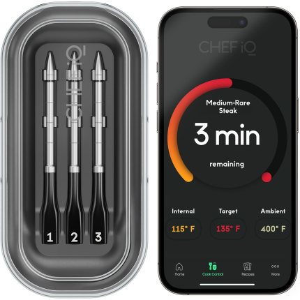 CHEF iQ Sense Smart Wireless Meat Thermometer with 3 Ultra-Thin Probes, Unlimited Range Bluetooth Meat Thermometer, Digital Food Thermometer for Remote Monitoring of BBQ Grill, Oven CHEF iQ Sense Smart Wireless Meat Thermometer with 3 Ultra-Thin Probes, Unlimited Range Bluetooth Meat Thermometer, Digital Food Thermometer for Remote Monitoring of BBQ Grill, Oven