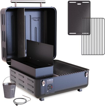 Traeger Grills TFT18KLD Ranger, Portable Wood Pellet Grill and Smoker – Electric Tabletop Pellet Smoker with Digital Arc Controller, Cast Iron Griddle, For Tailgating and Outdoor Cooking Traeger Grills TFT18KLD Ranger, Portable Wood Pellet Grill and Smoker – Electric Tabletop Pellet Smoker with Digital Arc Controller, Cast Iron Griddle, For Tailgating and Outdoor Cooking