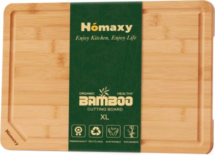 Homaxy Extra Large Organic Bamboo Cutting Boards for Kitchen, 18″x12″ Wooden XL Cutting Board with Juice Groove and Handles, Charcuterie Butcher Block Wood Serving & Chopping Board – Pre Oiled Homaxy Extra Large Organic Bamboo Cutting Boards for Kitchen, 18″x12″ Wooden XL Cutting Board with Juice Groove and Handles, Charcuterie Butcher Block Wood Serving & Chopping Board – Pre Oiled