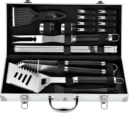 ROMANTICIST 20pc Heavy Duty BBQ Grill Tool Set in Case – The Very Best Grill Gift for Father’s Day and Christmas – Professional BBQ Accessories Set for Outdoor Cooking Camping Grilling Smoking, Black ROMANTICIST 20pc Heavy Duty BBQ Grill Tool Set in Case – The Very Best Grill Gift for Father’s Day and Christmas – Professional BBQ Accessories Set for Outdoor Cooking Camping Grilling Smoking, Black