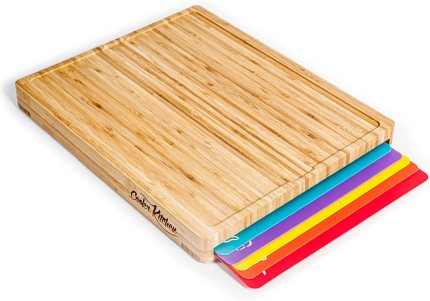 Cutting Boards for Kitchen – Bamboo Cutting Board Set with 6 Color-Coded Flexible Chopping Mats, Easy Clean Wood and Dishwasher-Safe Plastic, Large 17×12, Knife-Friendly by Cooler Kitchen Cutting Boards for Kitchen – Bamboo Cutting Board Set with 6 Color-Coded Flexible Chopping Mats, Easy Clean Wood and Dishwasher-Safe Plastic, Large 17×12, Knife-Friendly by Cooler Kitchen
