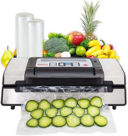 Nesco Deluxe Food VS-12 Vacuum Sealer, 130 Watts, Kit Bags & Viewing Lid, Compact, Silver Nesco Deluxe Food VS-12 Vacuum Sealer, 130 Watts, Kit Bags & Viewing Lid, Compact, Silver