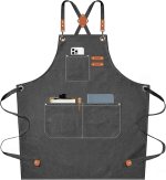 AFUN Chef Aprons for Men Women with Large Pockets, Cotton Canvas Cross Back Heavy Duty Adjustable Work Apron, Size M to XXL(Grey) AFUN Chef Aprons for Men Women with Large Pockets, Cotton Canvas Cross Back Heavy Duty Adjustable Work Apron, Size M to XXL(Grey)