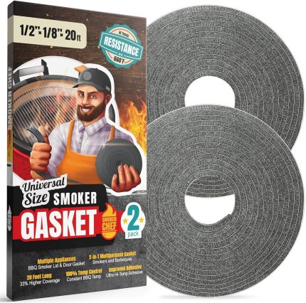 XXL 20 FT Smoker Gasket Seal – Grey 1/2’’ x 1/8’’ Hi-Temp Grill Gasket – 2-Pack x 10 FT Self Stick Grey Nomex Fire Smoker Seal – Tape for BBQ Lid – Smoker Accessories XXL 20 FT Smoker Gasket Seal – Grey 1/2’’ x 1/8’’ Hi-Temp Grill Gasket – 2-Pack x 10 FT Self Stick Grey Nomex Fire Smoker Seal – Tape for BBQ Lid – Smoker Accessories