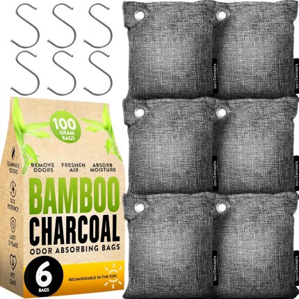 Charcoal Odor Absorber for Strong Odor (6 Pack, 100g each), Bamboo Charcoal Air Purifying Bag, Basement Musty Odor Eliminator Deodorizer, Activated Charcoal Odor Absorber for Closet, Shoe, Car Charcoal Odor Absorber for Strong Odor (6 Pack, 100g each), Bamboo Charcoal Air Purifying Bag, Basement Musty Odor Eliminator Deodorizer, Activated Charcoal Odor Absorber for Closet, Shoe, Car