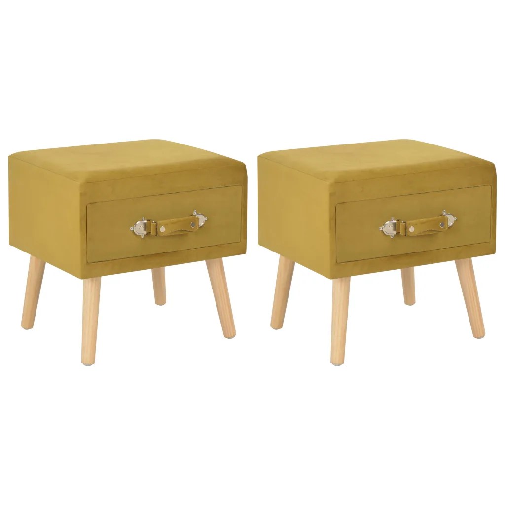 vidaXL Sängbord 2 st senapsgul 40x35x40 cm sammet