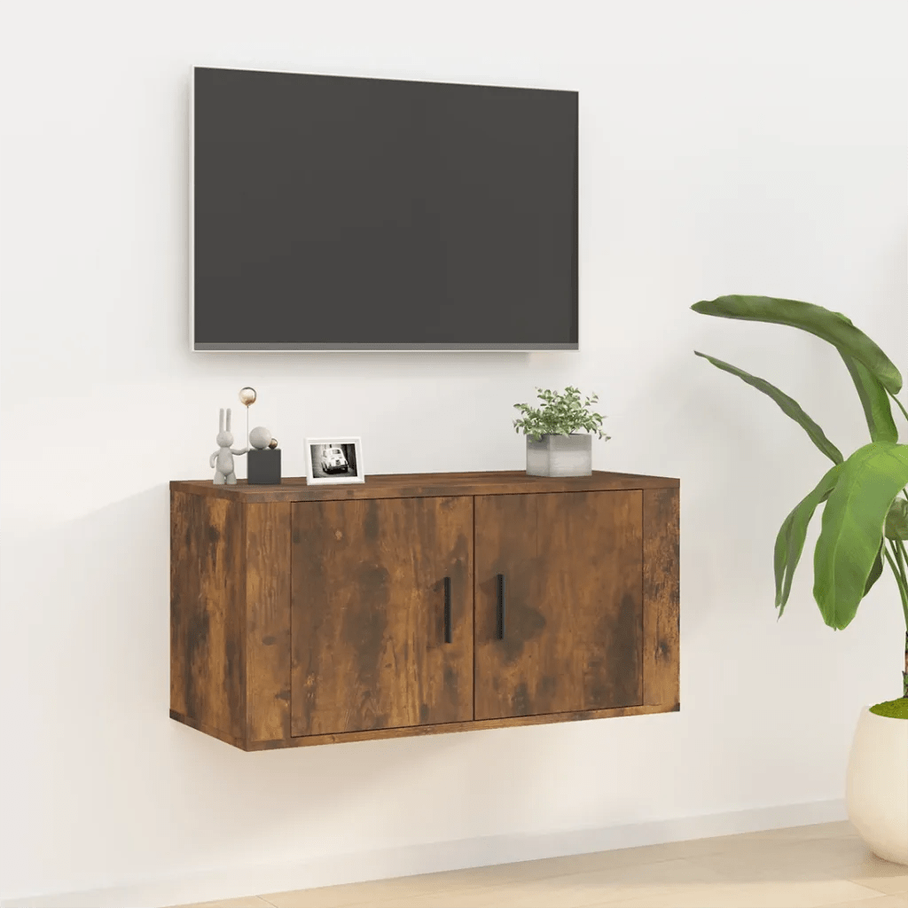 vidaXL Väggmonterad tv-bänk rökfärgad ek 80×34,5×40 cm