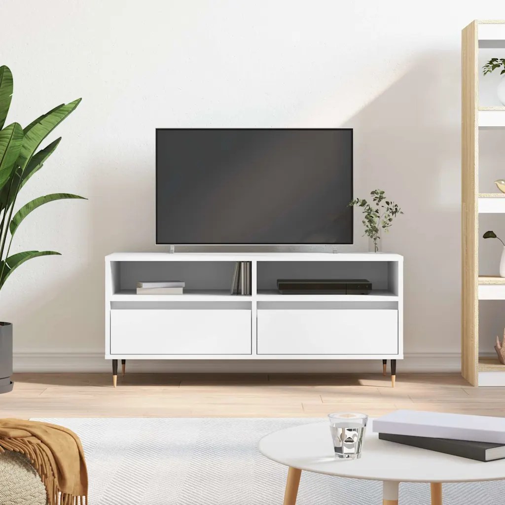 vidaXL Tv-bänk vit 100×34,5×44,5 cm konstruerat trä