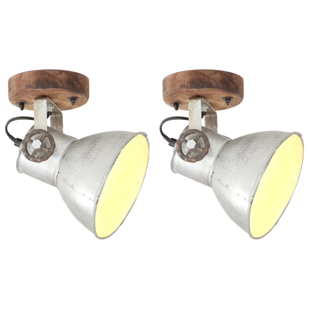 vidaXL Industriell vägglampa/taklampa 2 st silver 20×25 cm E27