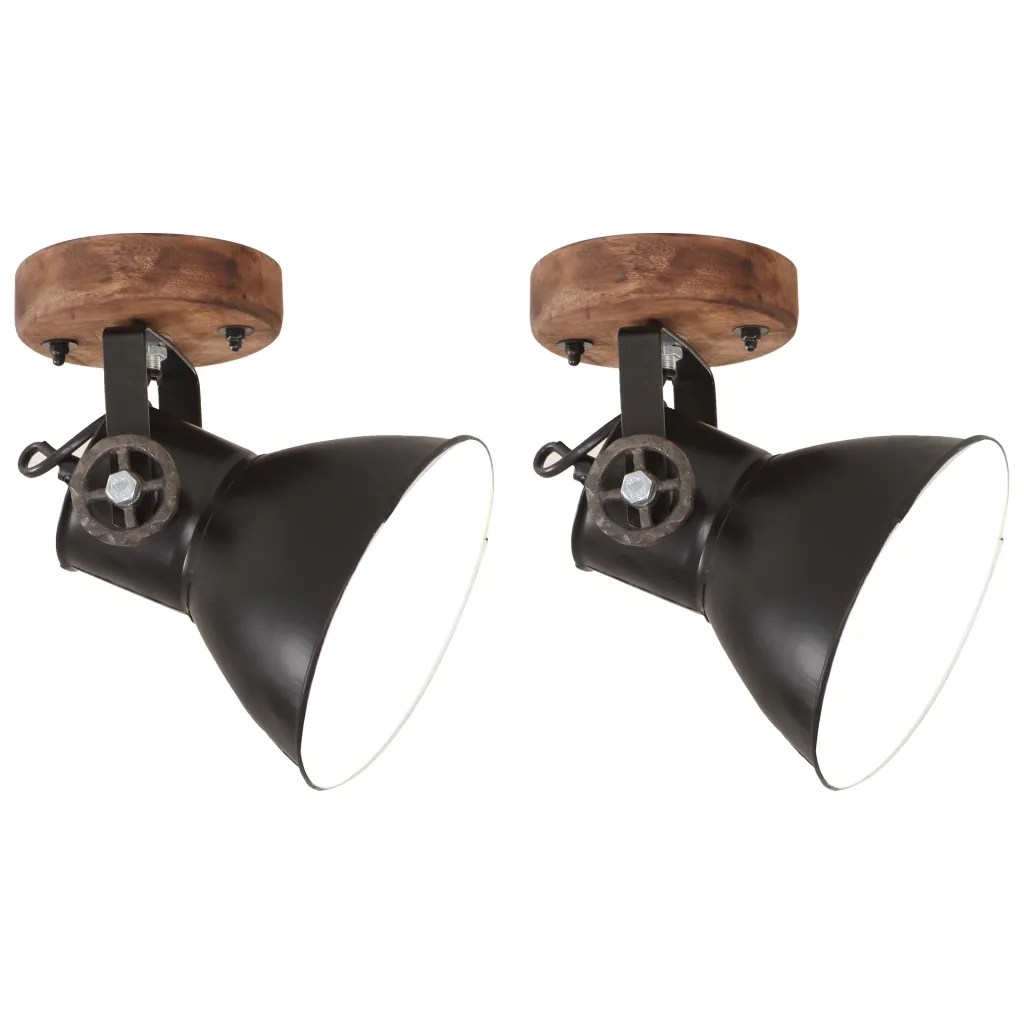 vidaXL Industriell vägglampa/taklampa 2 st svart 20×25 cm E27