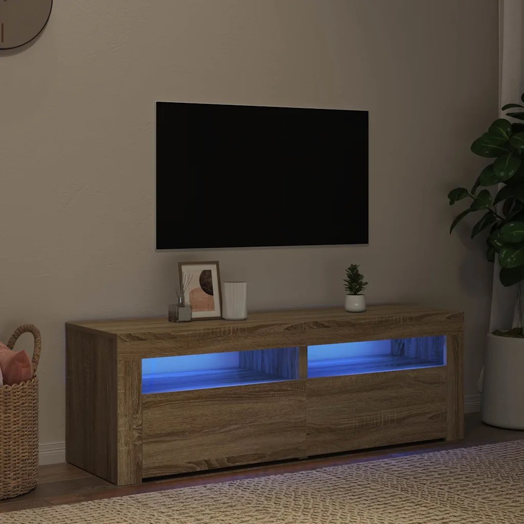 vidaXL TV-bänk med LED-belysning sonomaek 120x35x40 cm