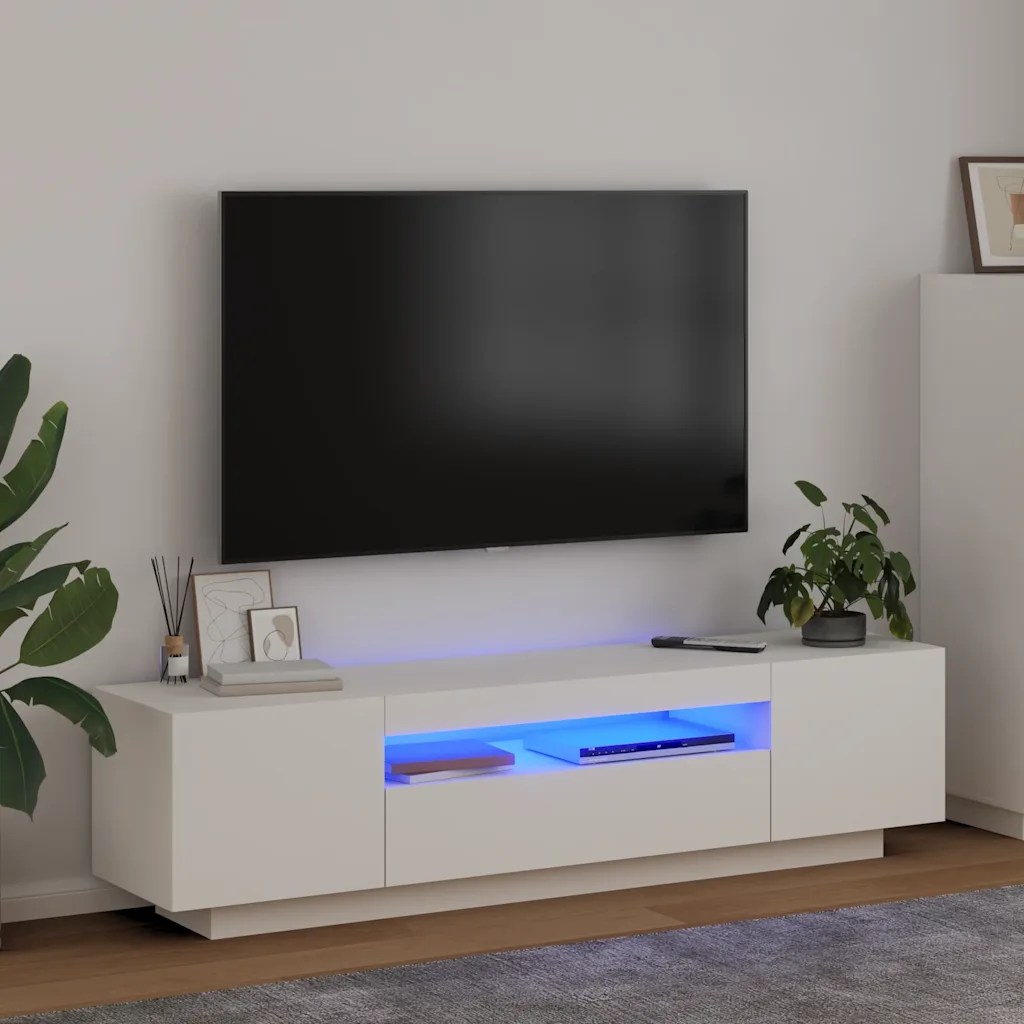 vidaXL TV-bänk med LED-belysning vit 160x35x40 cm