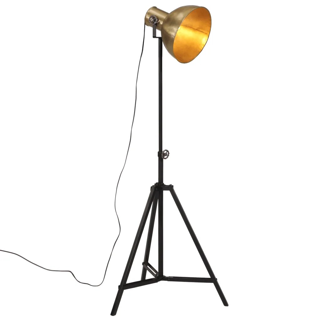 vidaXL Golvlampa 25 W antik mässing 61x61x90/150 cm E27