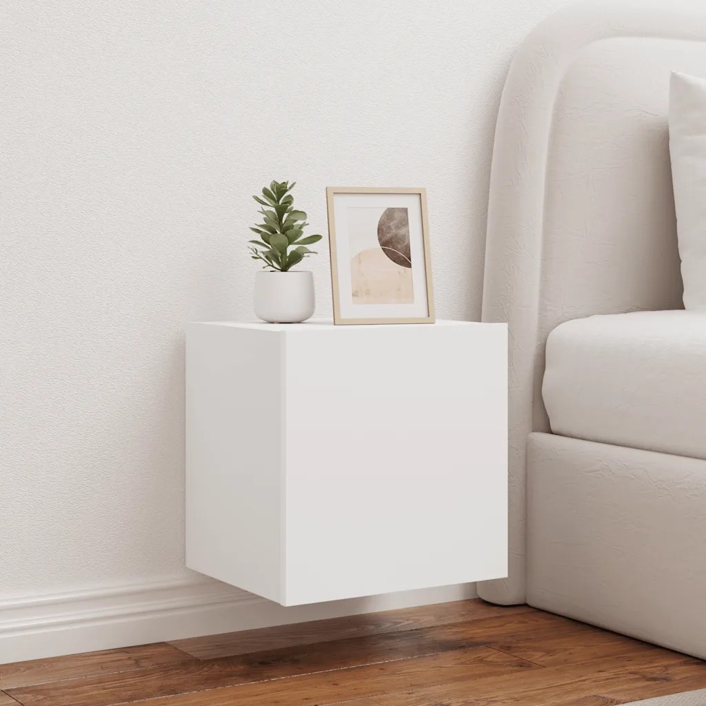 vidaXL Väggmonterad tv-bänk LED vit 40,5x35x40 cm