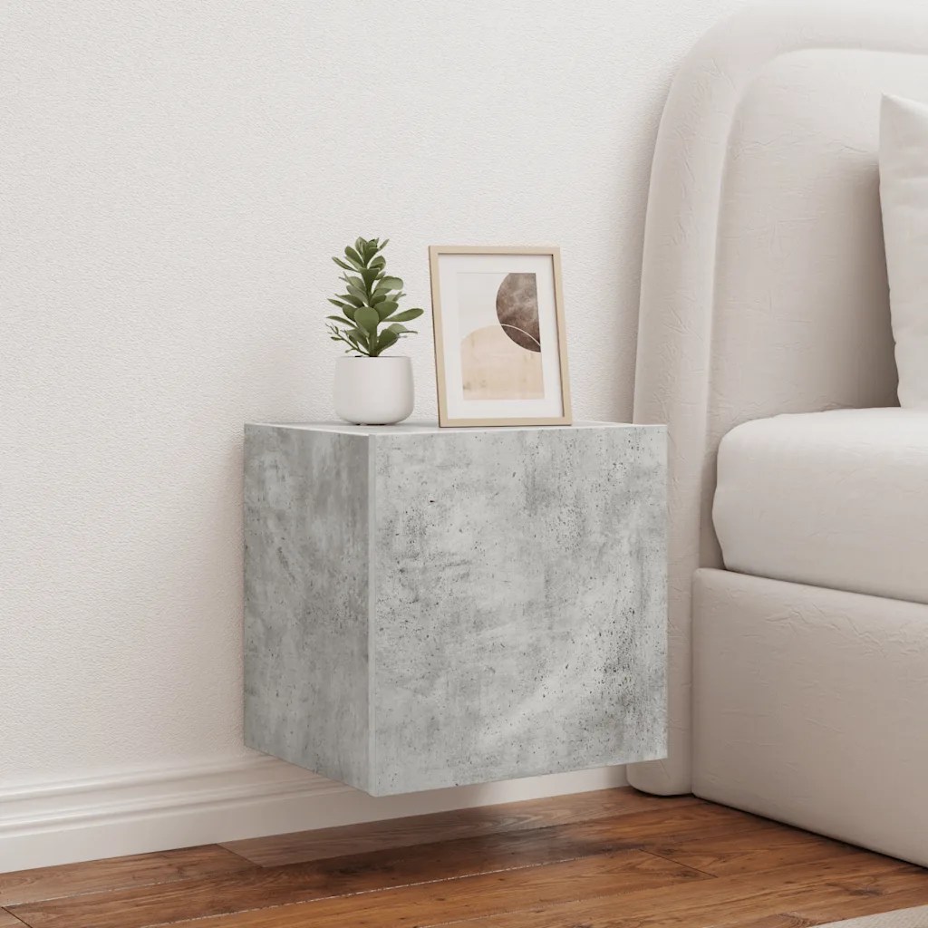 vidaXL Väggmonterad tv-bänk LED betonggrå 40,5x35x40 cm