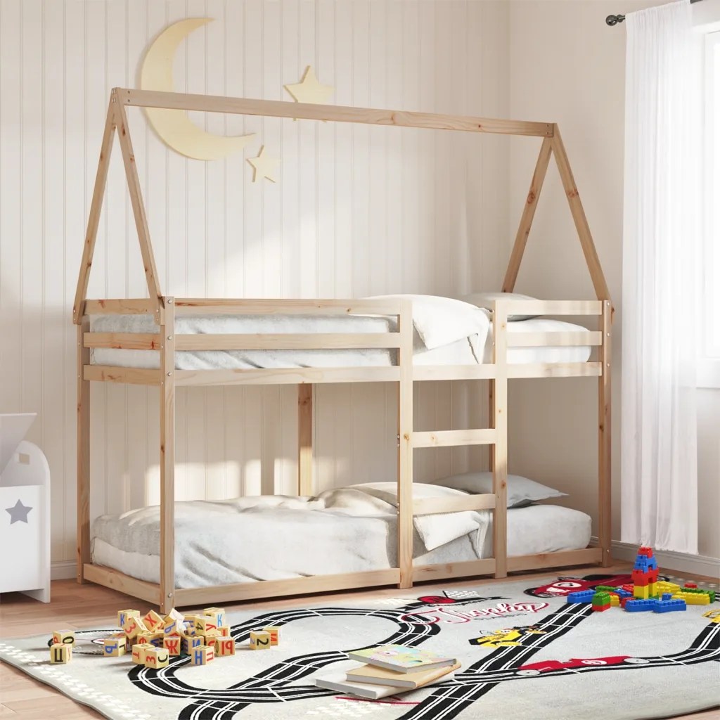 vidaXL Våningssäng med tak 80×200 cm massiv furu